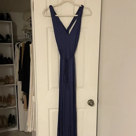 NWOT Mango Satin cross-back jumpsuit blue Size Small - Picture 7 of 10